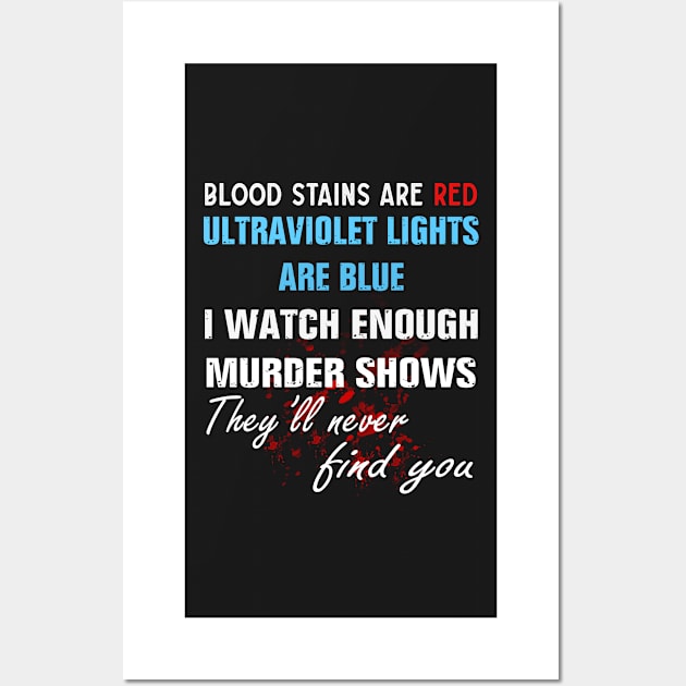 Blood stain are red ultraviolet lights are blue Wall Art by TEEPHILIC